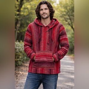 Artesantes Mikey red multicolor blanket jacket w/hoodie